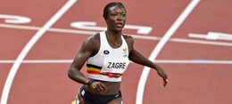 Anne Zagré op de halve finale van de 100 meter horden voor vrouwen op de Olympische spelen in Tokio in augustus 2021 pano