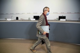 Frank Vandenbroucke (Vooruit), vicepremier en minister van Sociale Zaken en Volksgezondheid, na het overlegcomité van 22 december 2021