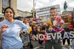 Protest van ouders tegen Evras, het nieuwe pakket sexuele opvoeding in het Franstalig onderwijs