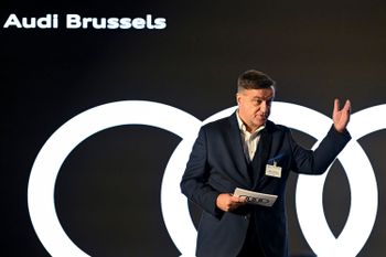 14 december 2022: Volker Germann, CEO van Audi Brussels, op het persmoment bij de start van de productie van de  Q8 e-tron and Q8 Sportback in Vorst